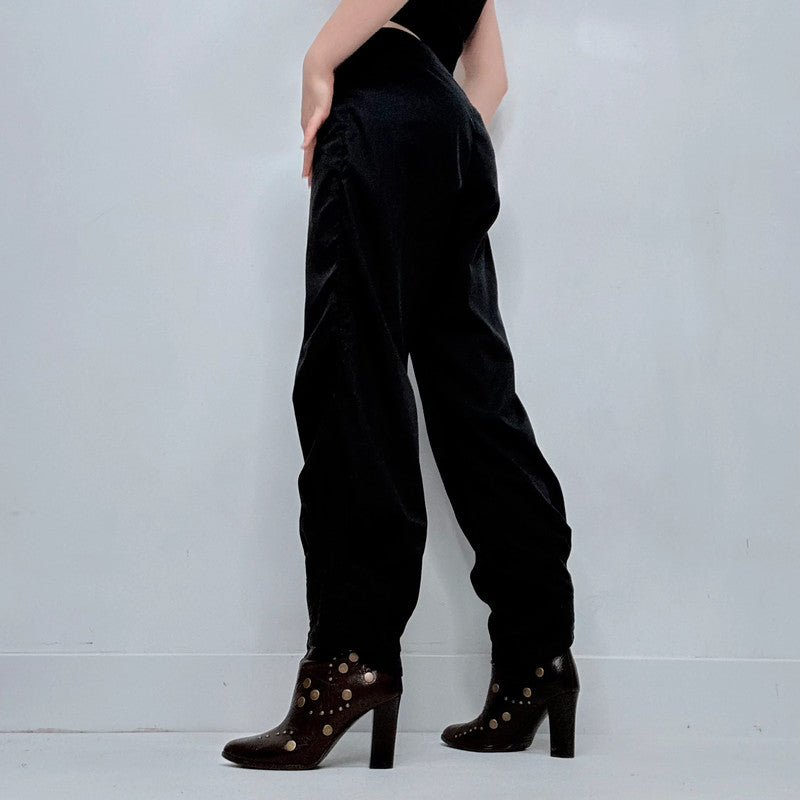 black pleated draped Cop Copine trousers