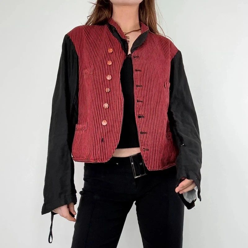 Antique French striped servant chore jacket