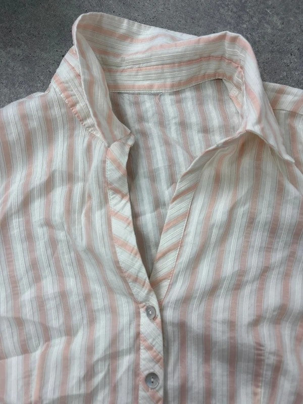 Pink and cream preppy cropped shirt