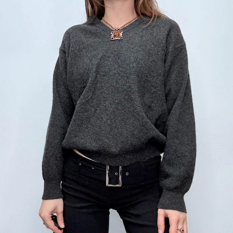 grey slouchy wool knitted jumper