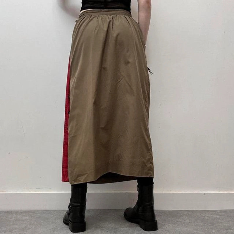 Khaki a-line utility skirt
