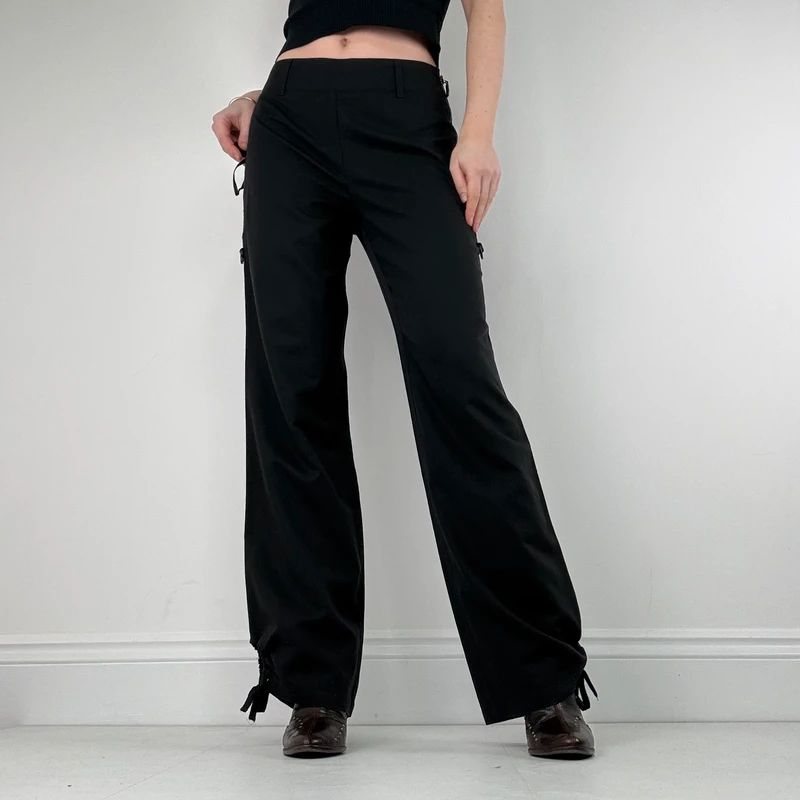 Cop Copine zip leg wide leg black trousers
