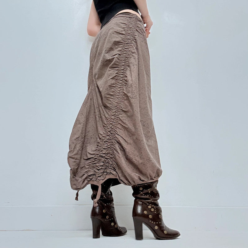 brown cop copine gathered stuctured maxi skirt