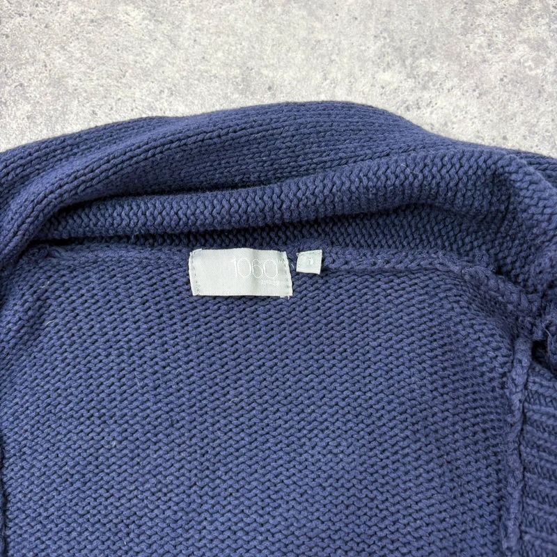 Navy knitted slouchy draped neck vest sweater