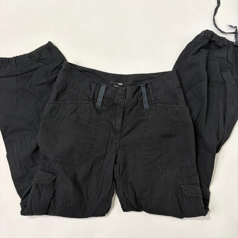 grunge flared black cargo utility trousers