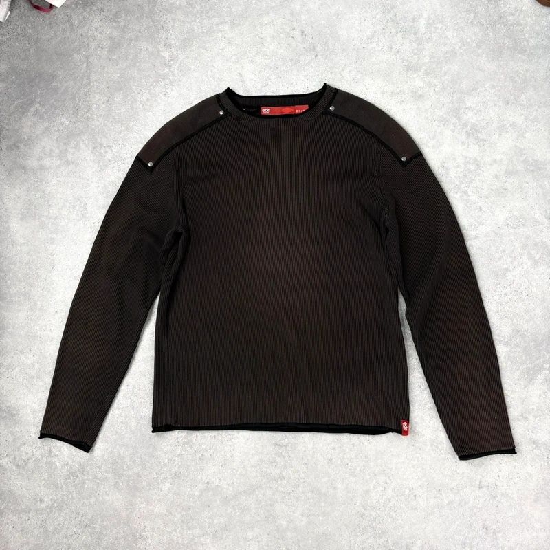 chunky knit brown ribbed jumper