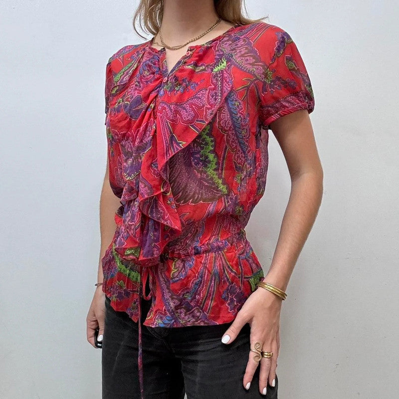 sheer floral silk paisley shirt