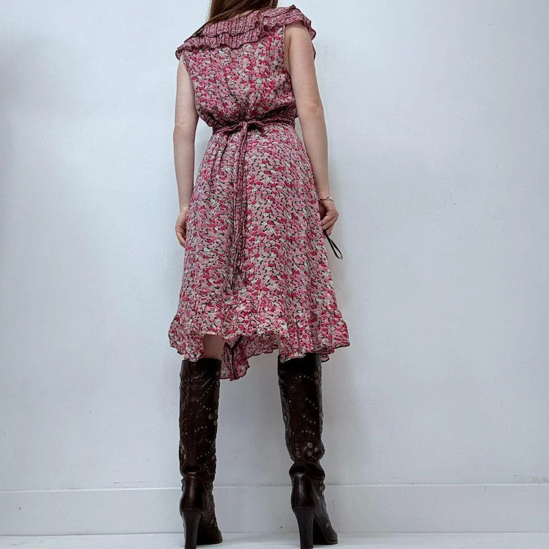 pink floral flutter summer dress