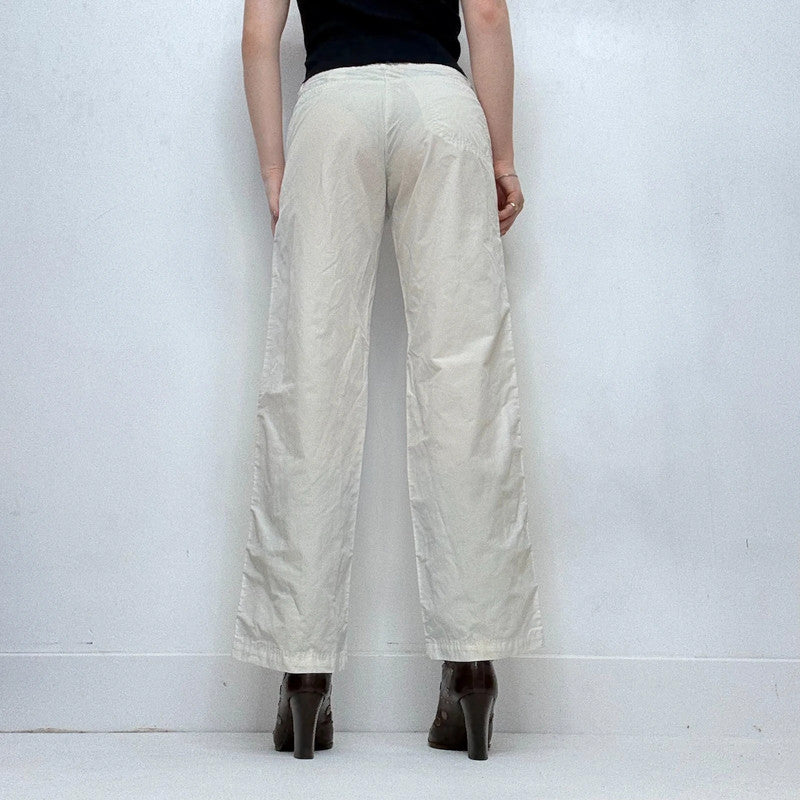 white straight leg utility trousers