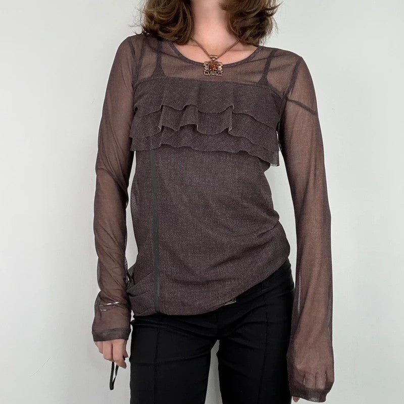 Brown Cop Copine long sleeve layered top