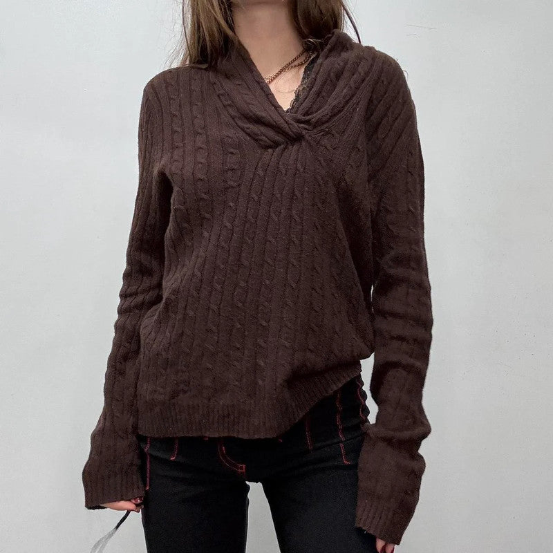 slouchy brown knit jumper