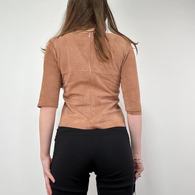 Boat neck Suede Fitted Top