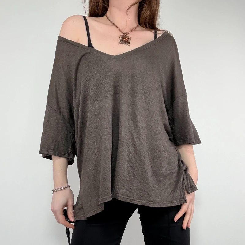 brown slouchy batwing t-shirt