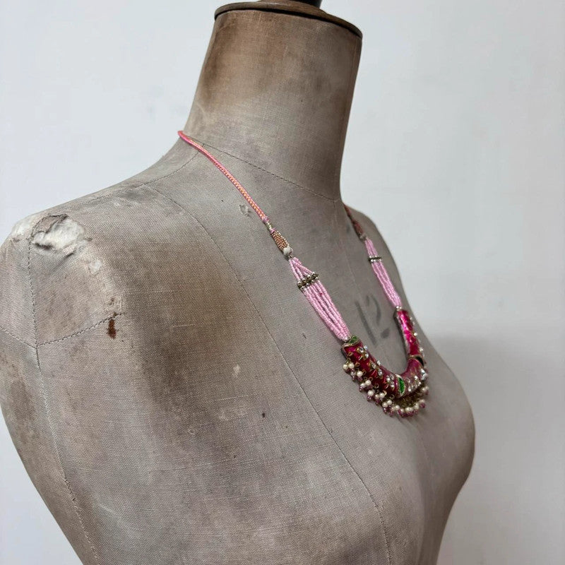 beaded metal gemstone necklace
