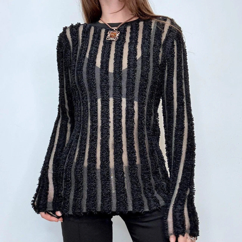 Black Louis Vuitton sheer rib knit jumper