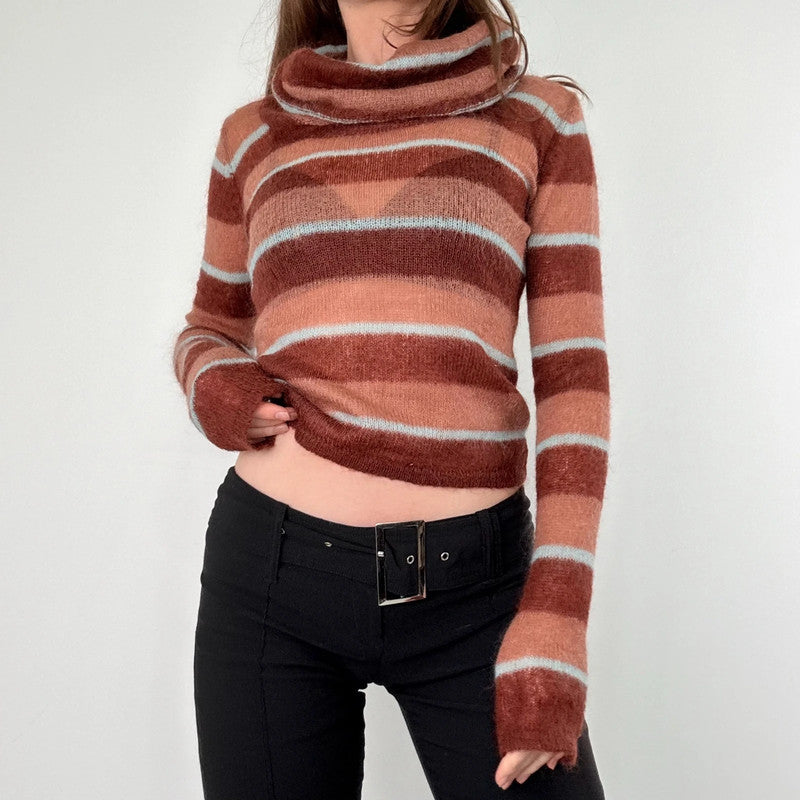 sheer striped brown mohair jumper