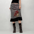 ebroidered lace midi skirt