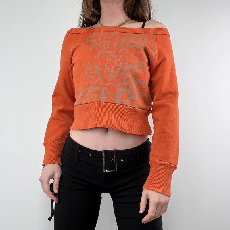 kenzo off the shoulder slouchy cropped sweater