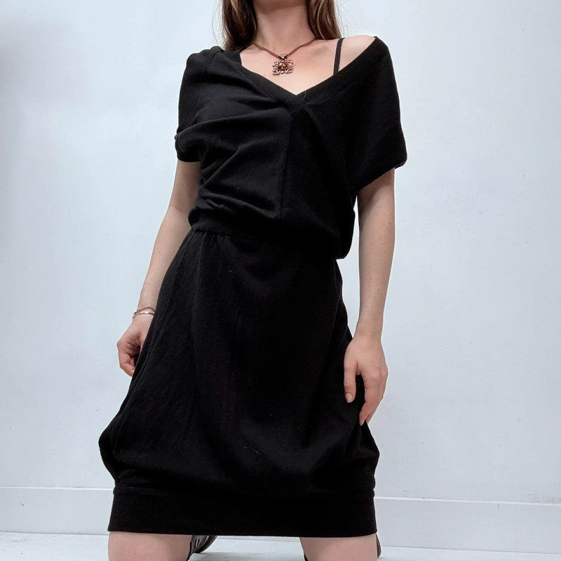 black asymmetric allsaints slouchy dress