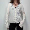 cream lace knit cardigan
