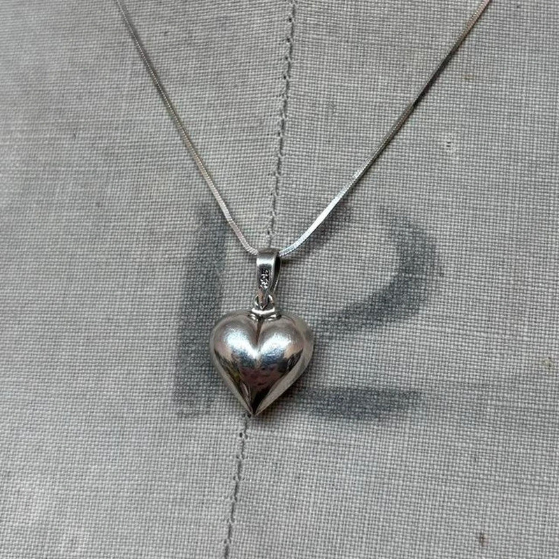 Genuine silver bubble heart necklace