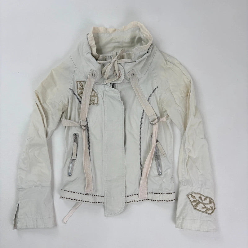 cream utility cropped fitted jacket
