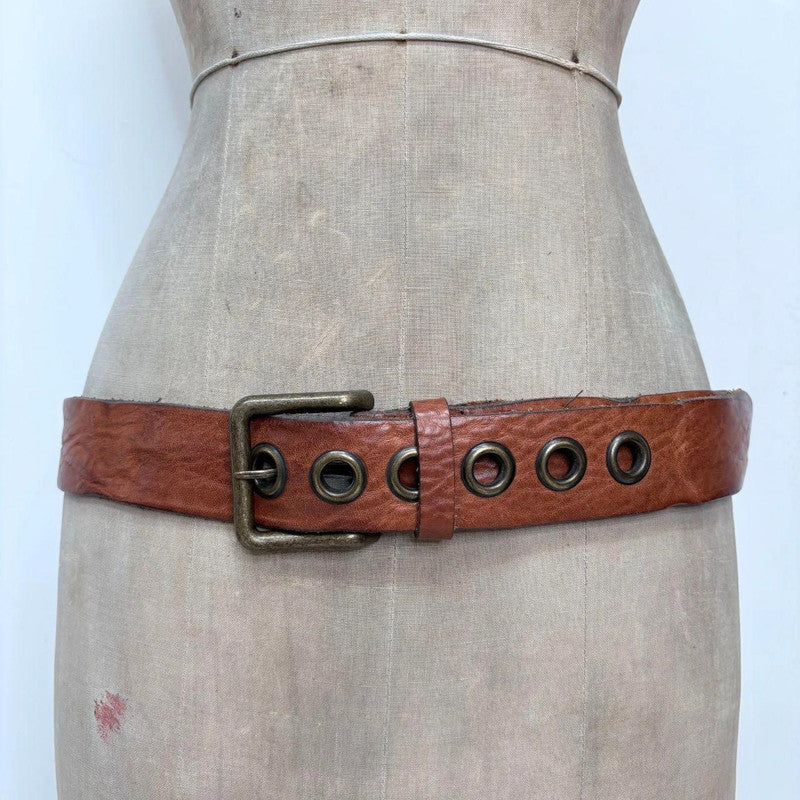 Brown chunky eyelet belt
