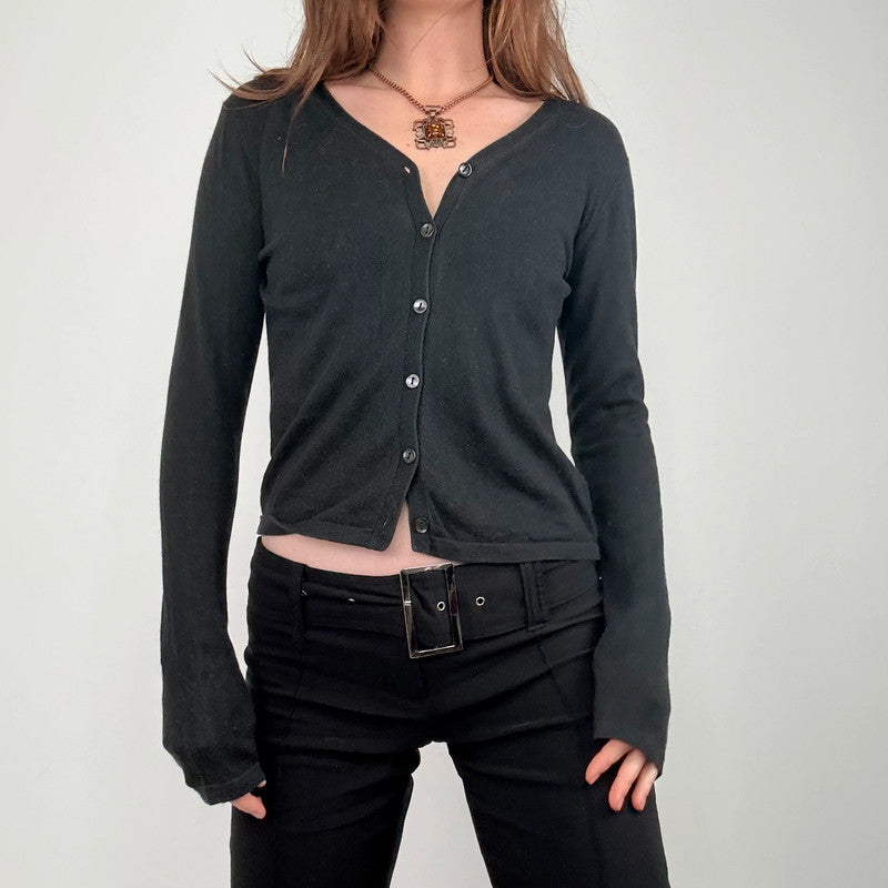 black cropped button cardigan
