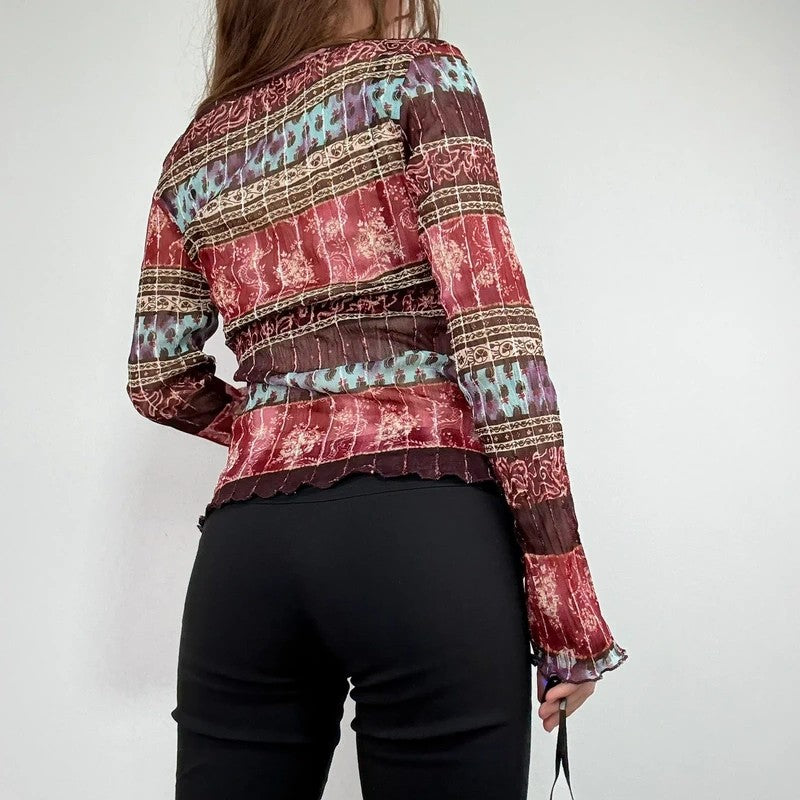 Mesh paisley boho layered graphic summer t-shirt