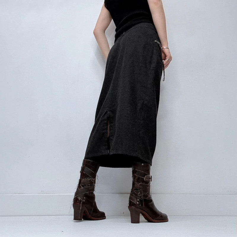 grey wool zip minimalist skirt