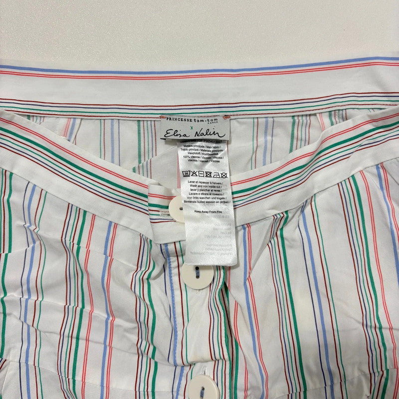 white flared pinstripe circle skirt