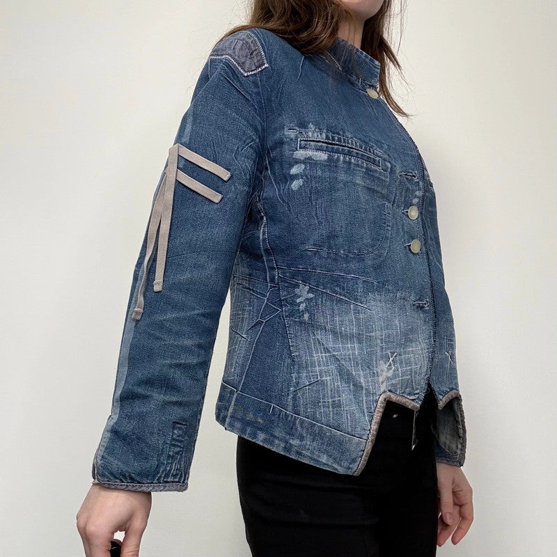 Marithé + François Girbaud distressed denim engineered jacket
