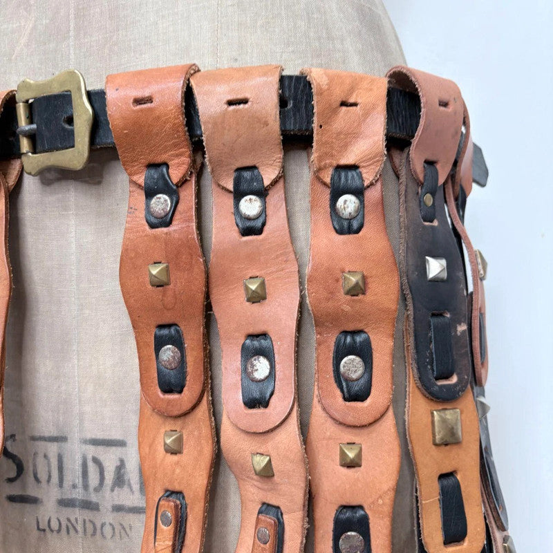 studded leather hanging boho belt