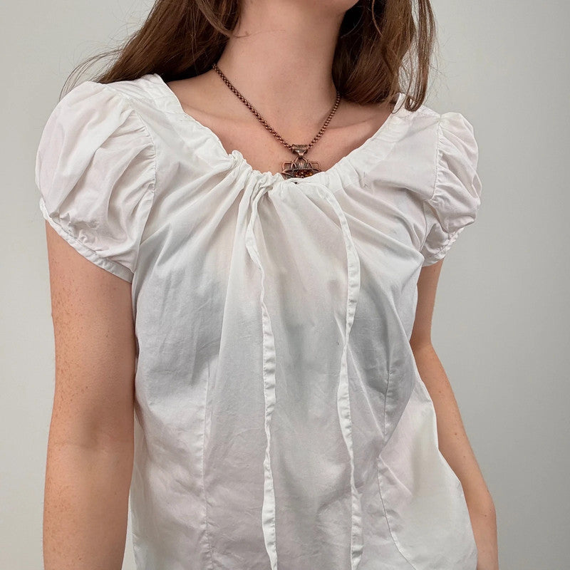 white cotton puff sleeve shirt