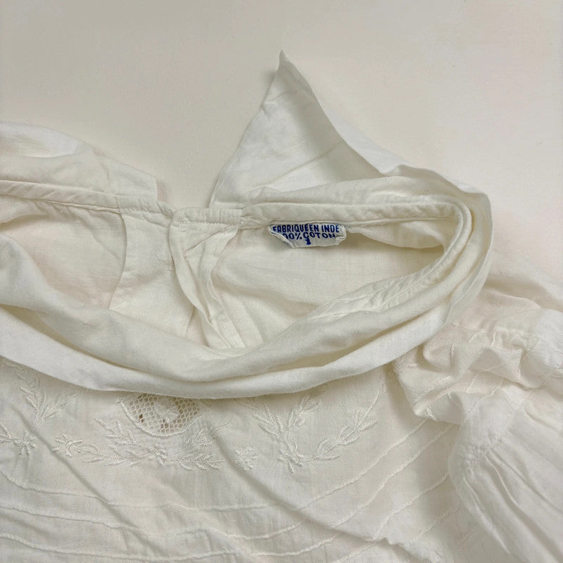 white cotton lace puff shirt