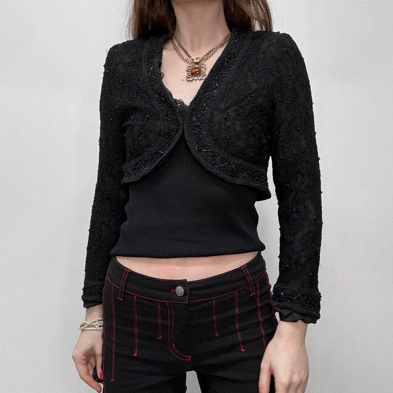 black cropped beaded jacket