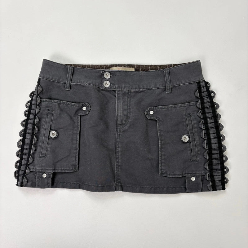 pleated military grey mini skirt