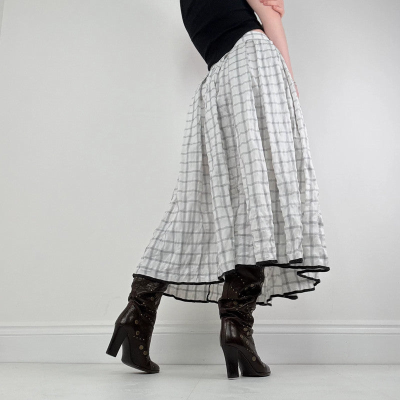 tartan checked pleated maxi skirt