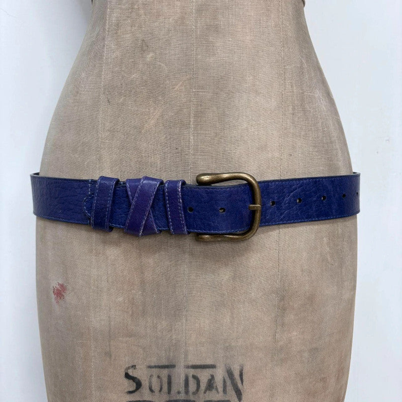 blue leather buckle belt