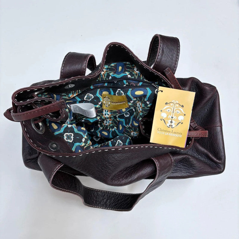 brown leather rattan basket bag