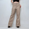 tan linen corset side lace up trousers