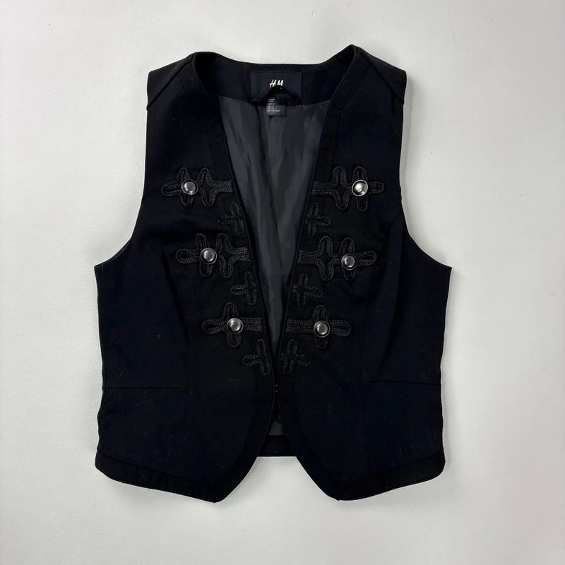 black military cropped napolionic waistcoat