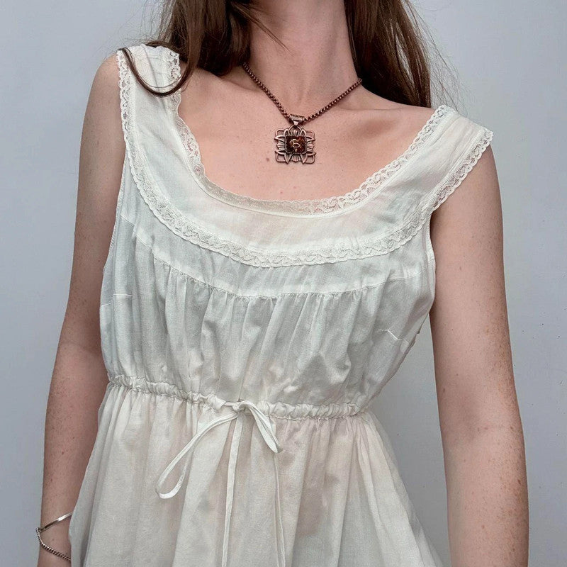 white cotton lace flare cami