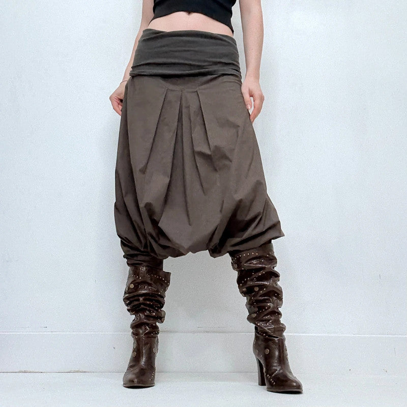 Cop Copine brown drop waist batwing slouchy trousers