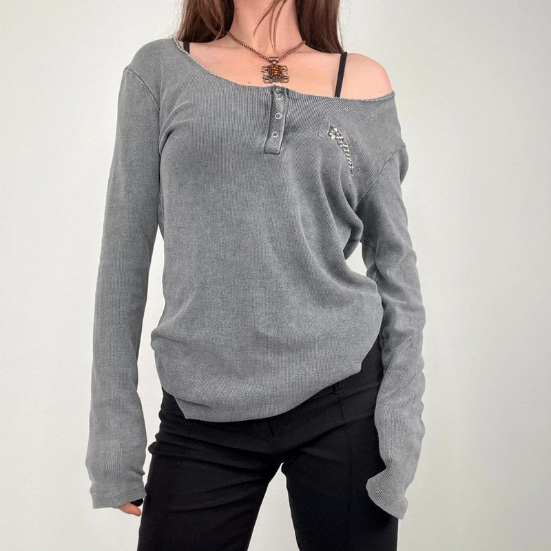 slouchy grey distressed t-shirt