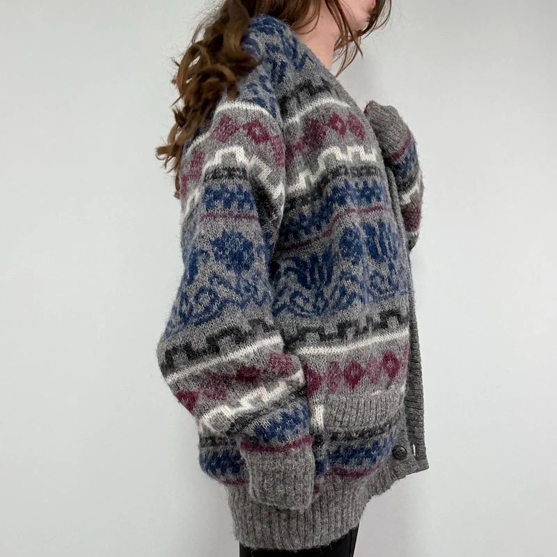 oversized knitted wool cardigan