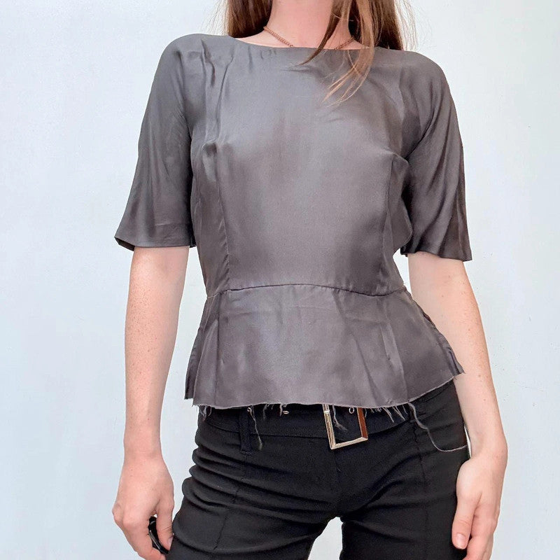 Prada silk peplum flutter top