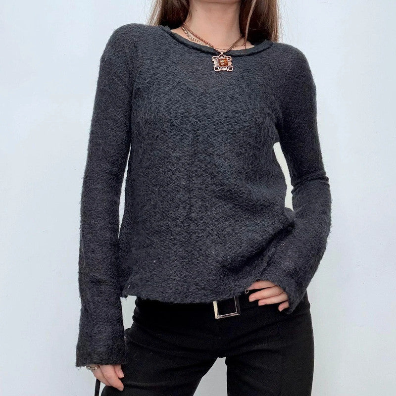 sheer knit grey wool jumper