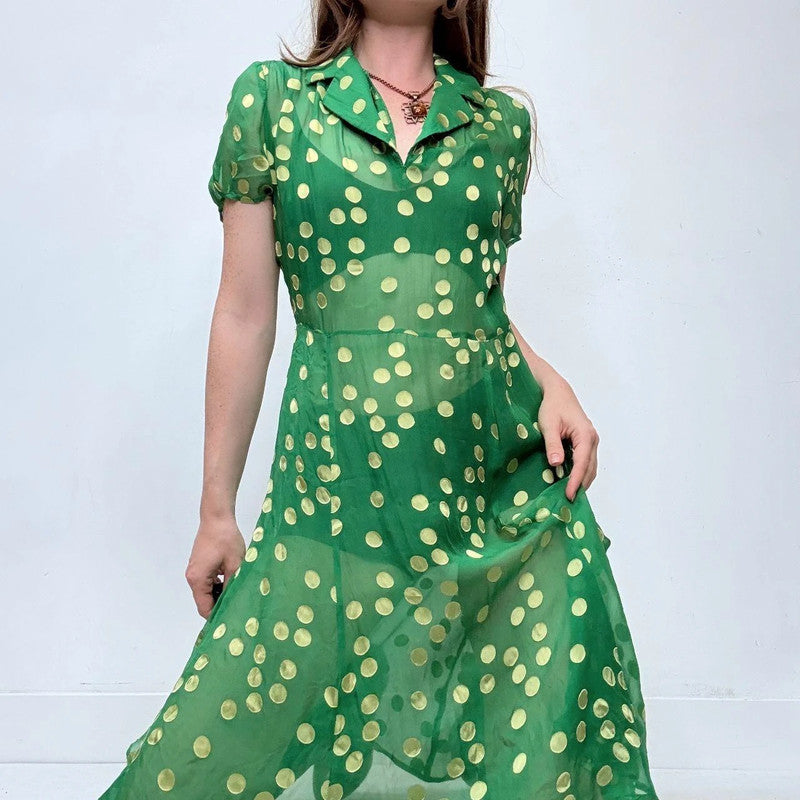 sheer green polkadot sun dress