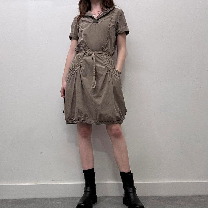 khaki cargo shirt dress